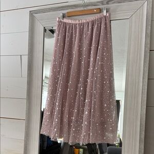 Chic Starry Maxi Skirt in Pink